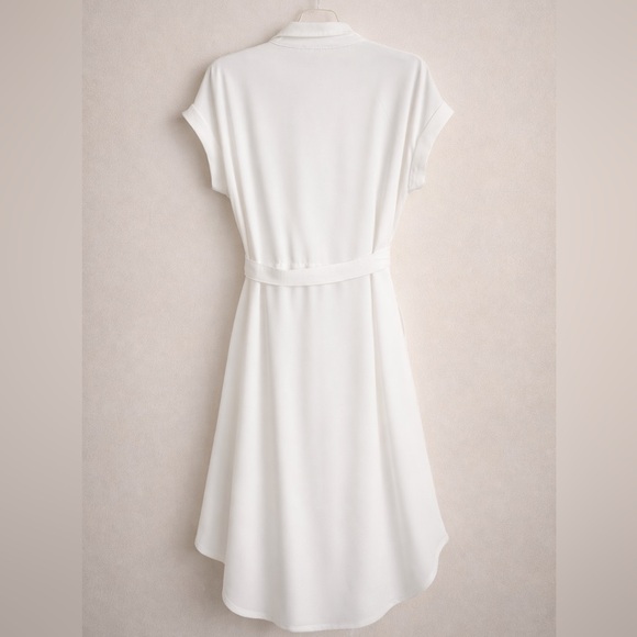 Como Blu White Embroidered Shirt Summer Dress Tie Waist Button Front NWT Large - Picture 2 of 7